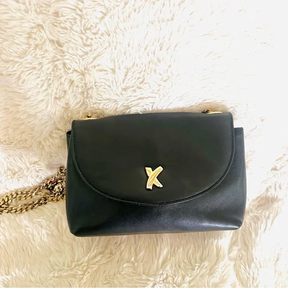 Paloma Picasso Crossbody Bag Black Leather Gold Chain Strap - Picture 3 of 12